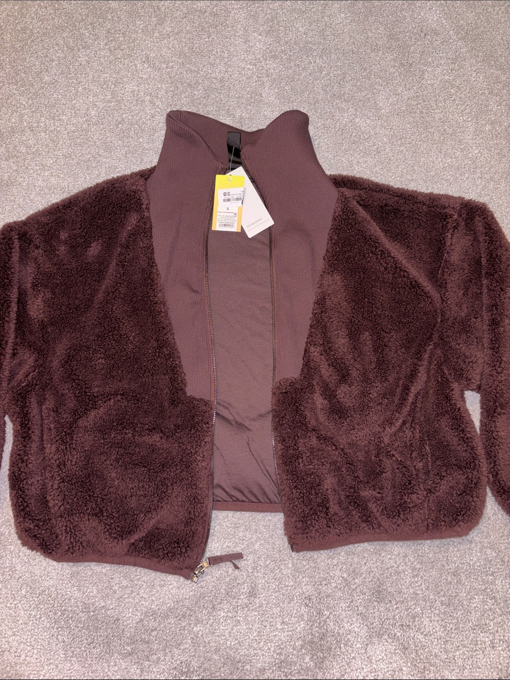 all in motion Plush Teddy Zip Jacket in Dark Brown